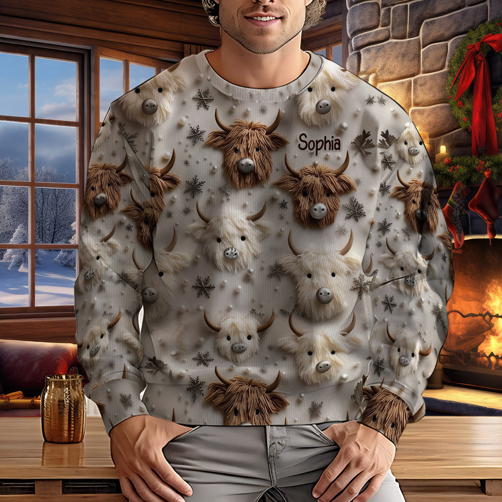 Niedliche Hochlandkühe - Personalisierter Hochlandkuh-Pullover