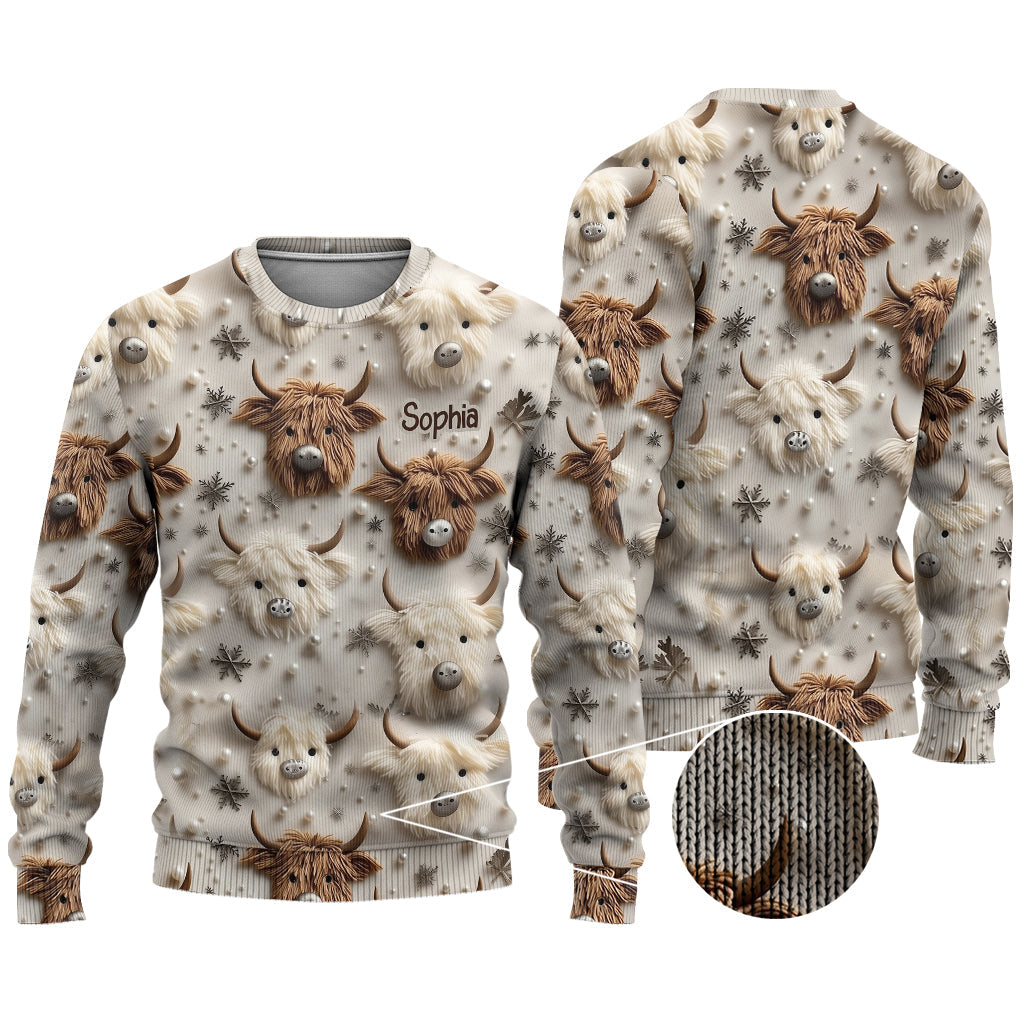 Niedliche Hochlandkühe - Personalisierter Hochlandkuh-Pullover