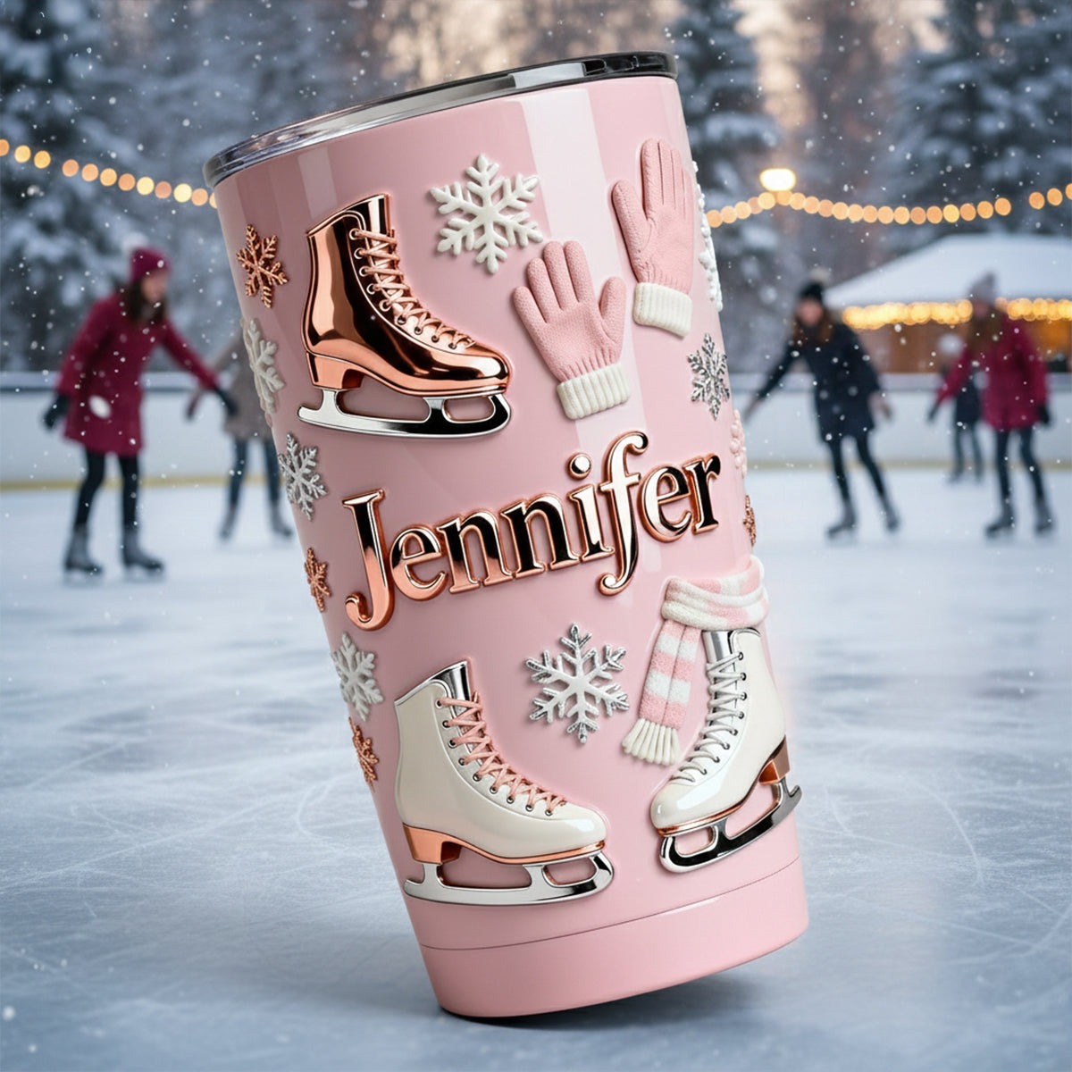 Ice Skating Makes Me Happy - Personalized Ice Skating Tumbler