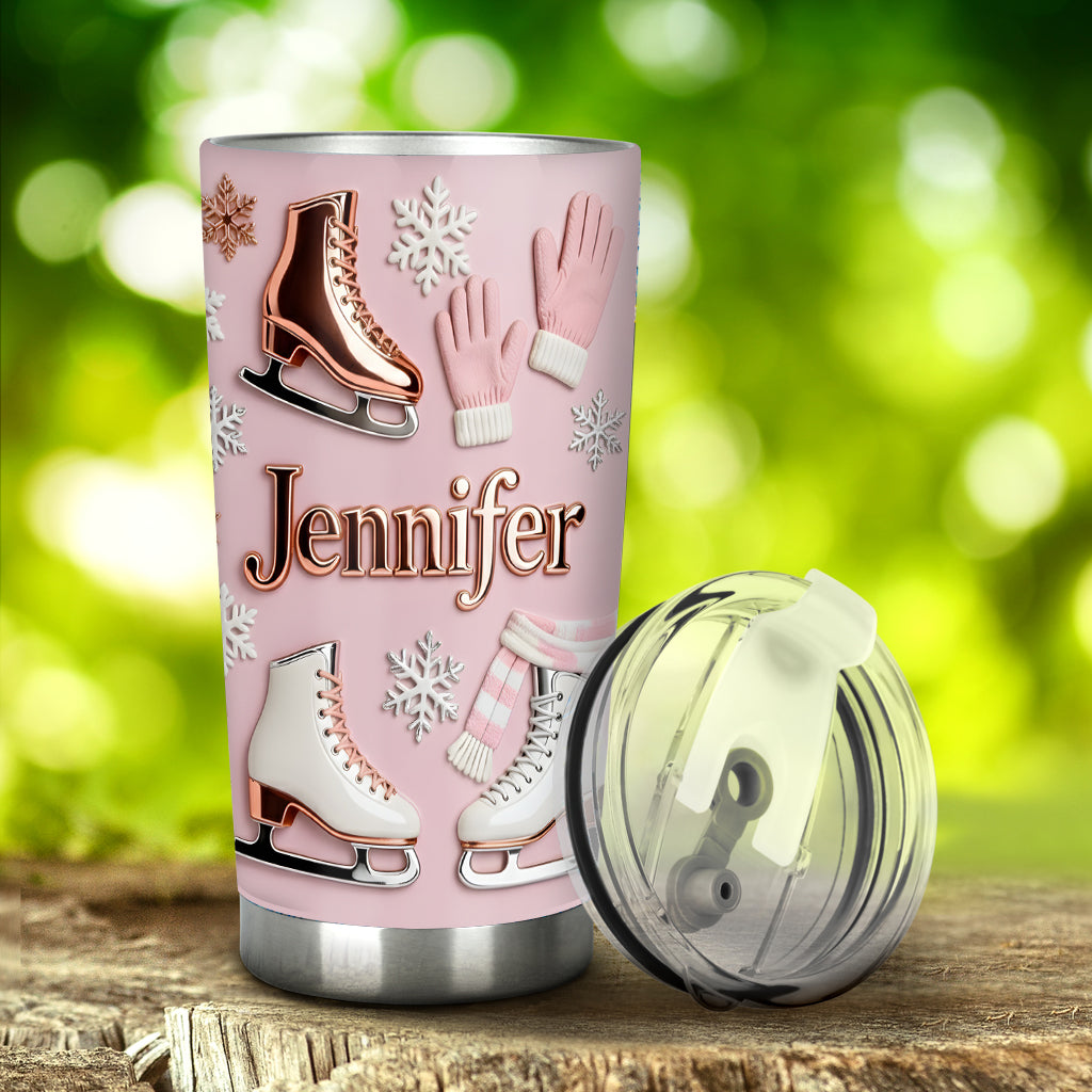 Ice Skating Makes Me Happy - Personalized Ice Skating Tumbler