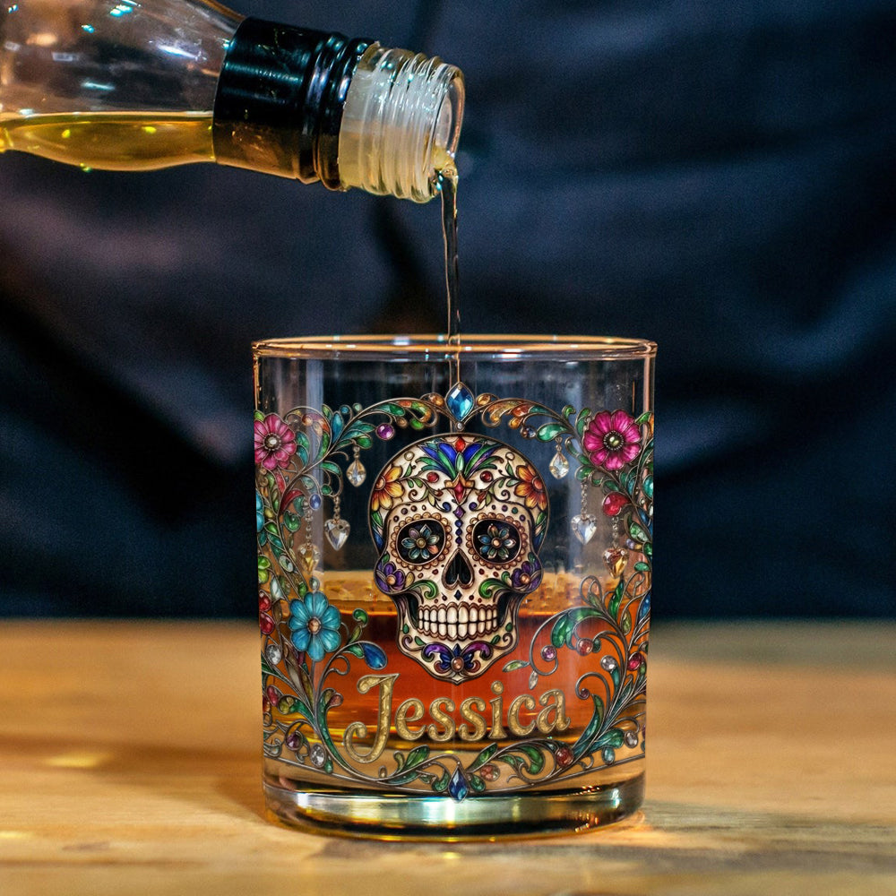 Tag Der Toten - Personalisierbares Totenkopf Whiskeyglas