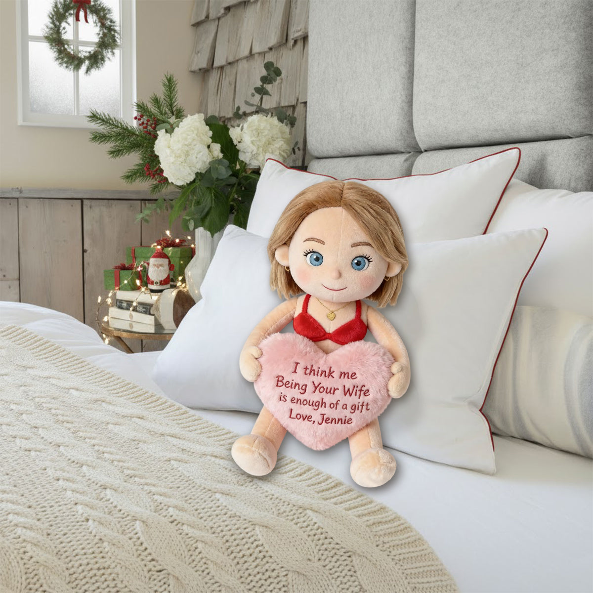 Individuell gestaltbares Kissen in Form eines Paares aus Kunstfell – nach Foto.