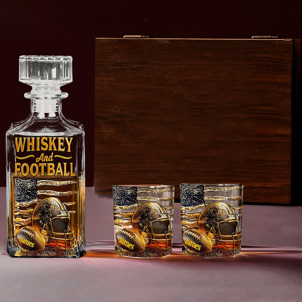 Whiskey und Fußball – Personalisiertes Whiskey-Dekanter-Set mit Fußballmotiv