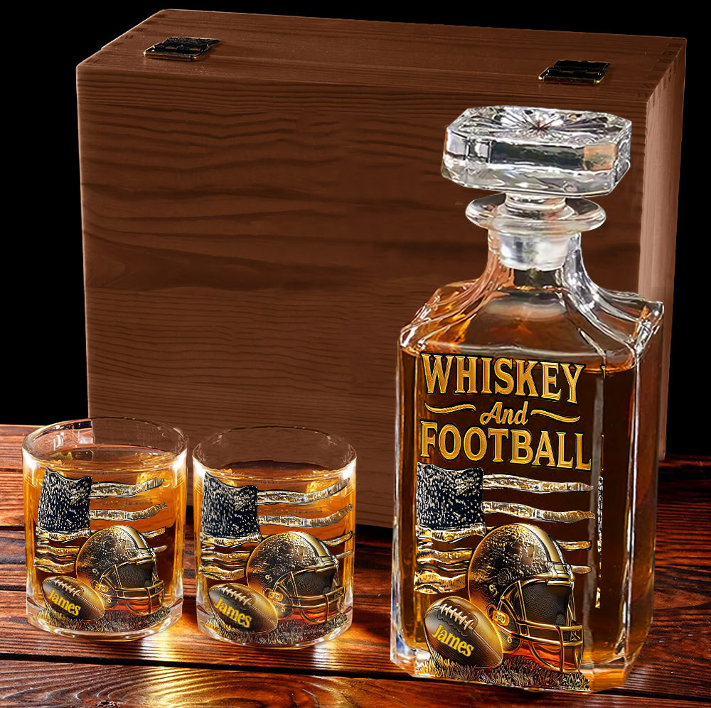 Whiskey und Fußball – Personalisiertes Whiskey-Dekanter-Set mit Fußballmotiv