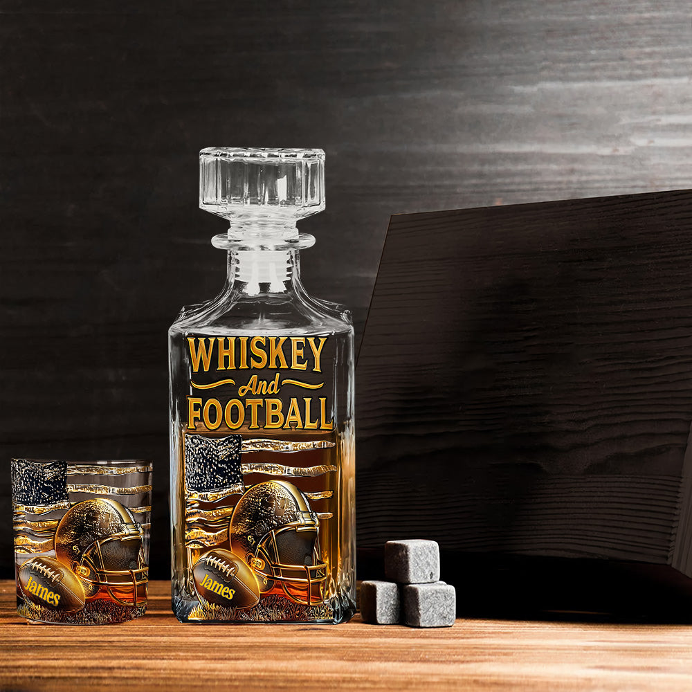 Whiskey und Fußball – Personalisiertes Whiskey-Dekanter-Set mit Fußballmotiv