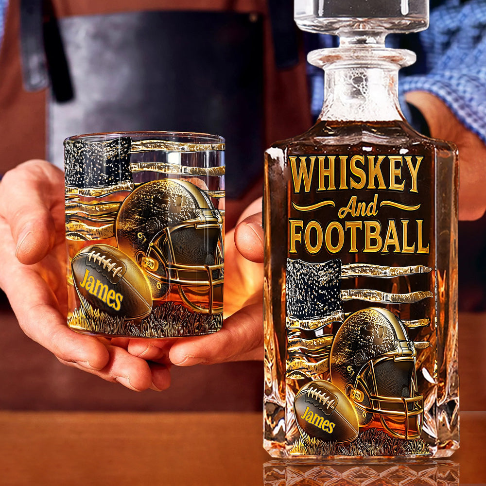 Whiskey und Fußball – Personalisiertes Whiskey-Dekanter-Set mit Fußballmotiv