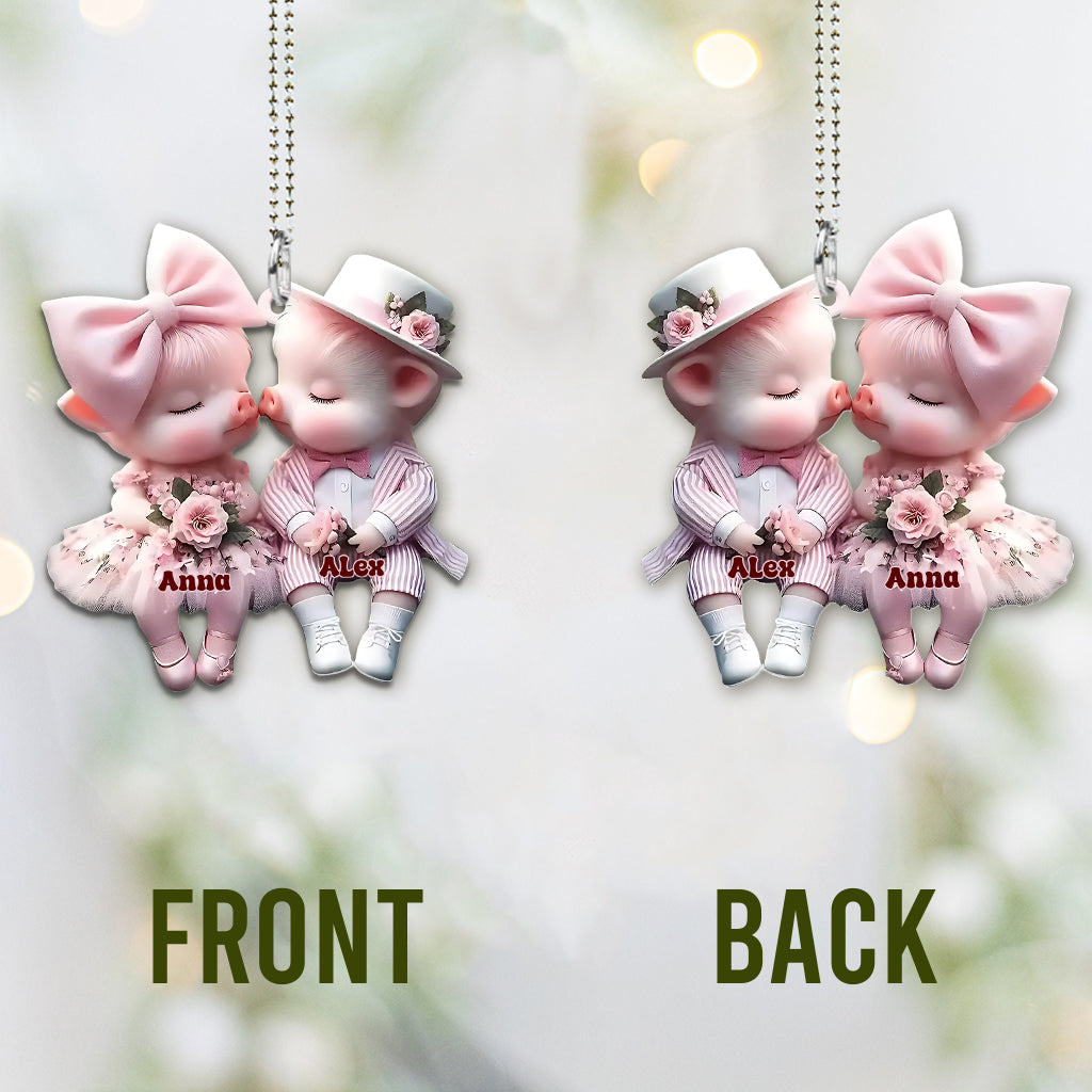 Cute Couples - Personalized Pig Lover Car Ornament