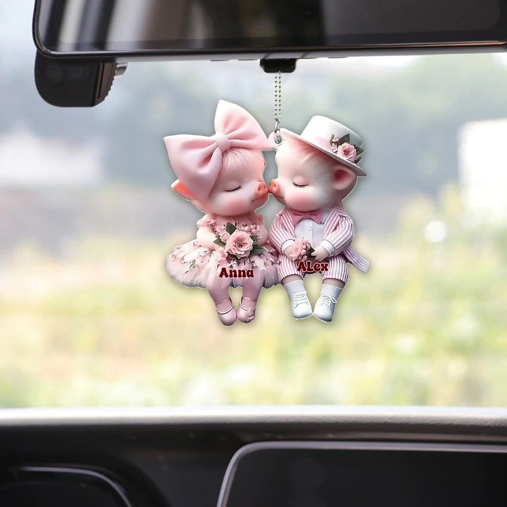 Cute Couples - Personalized Pig Lover Car Ornament