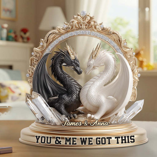 Wir schaffen das – Personalisierte Drachen-Acrylplakette in Sonderform