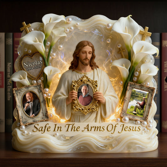 Save In The Arms Of Jesus - Personalized Memorial Custom Shaped Acrylic Plaque