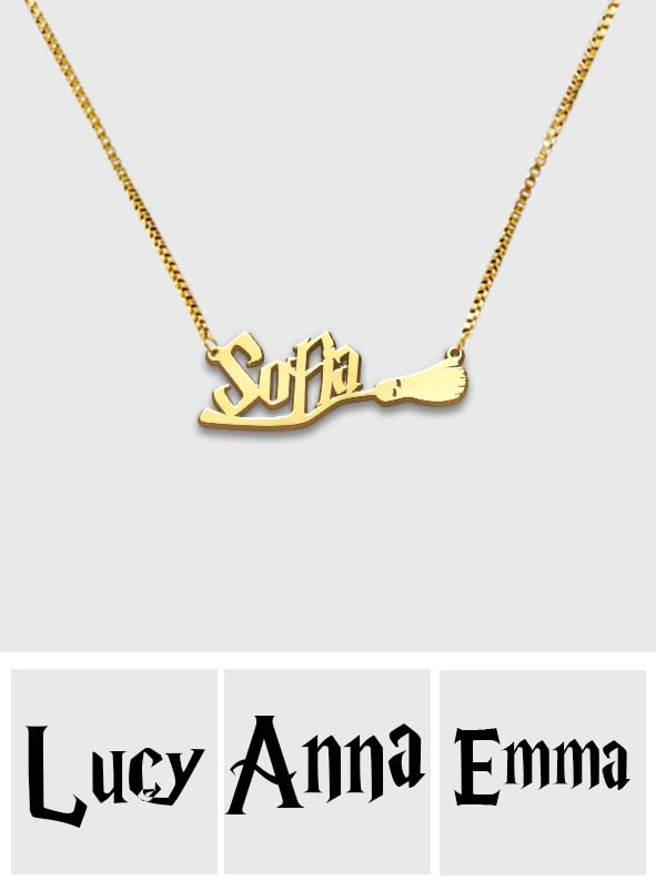 Mystischer Besen – Personalisierte Hexenkette mit Anhängern