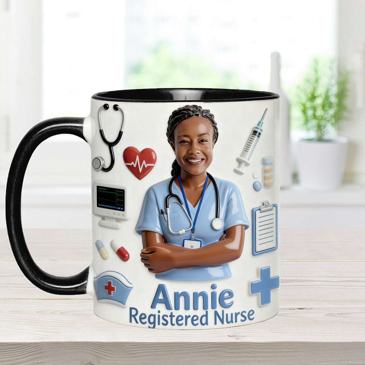 Nurse Life – Personalisiertes Pflege-Set: Akzentbecher mit Acryl-Rührstäbchen