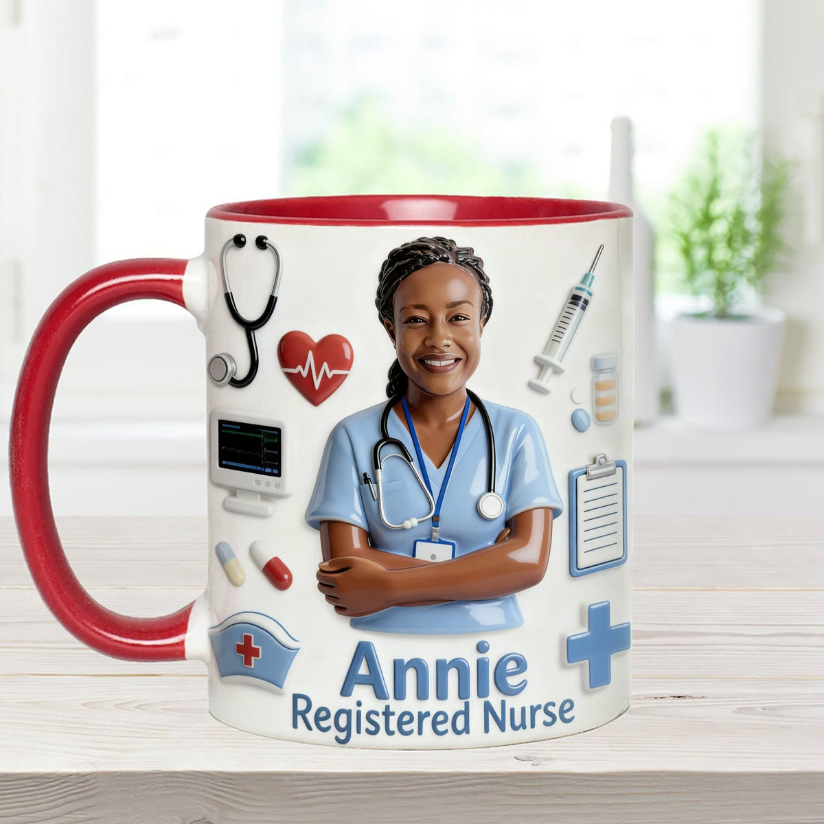 Nurse Life – Personalisiertes Pflege-Set: Akzentbecher mit Acryl-Rührstäbchen