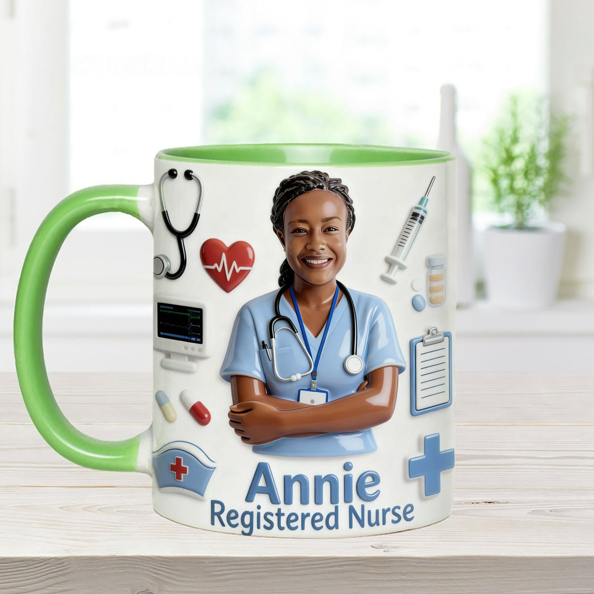Nurse Life – Personalisiertes Pflege-Set: Akzentbecher mit Acryl-Rührstäbchen