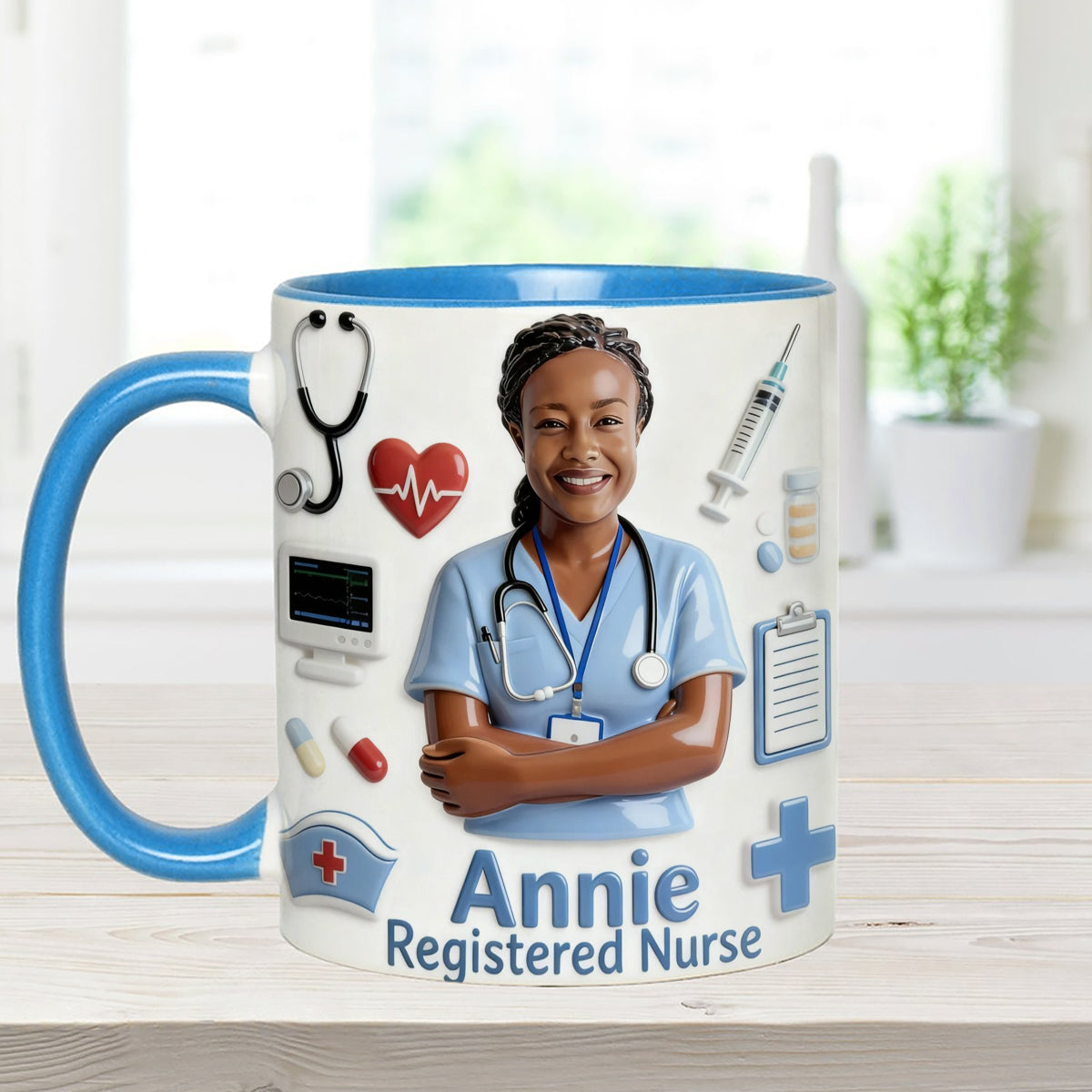 Nurse Life – Personalisiertes Pflege-Set: Akzentbecher mit Acryl-Rührstäbchen