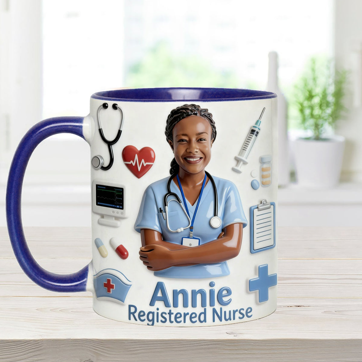 Nurse Life – Personalisiertes Pflege-Set: Akzentbecher mit Acryl-Rührstäbchen