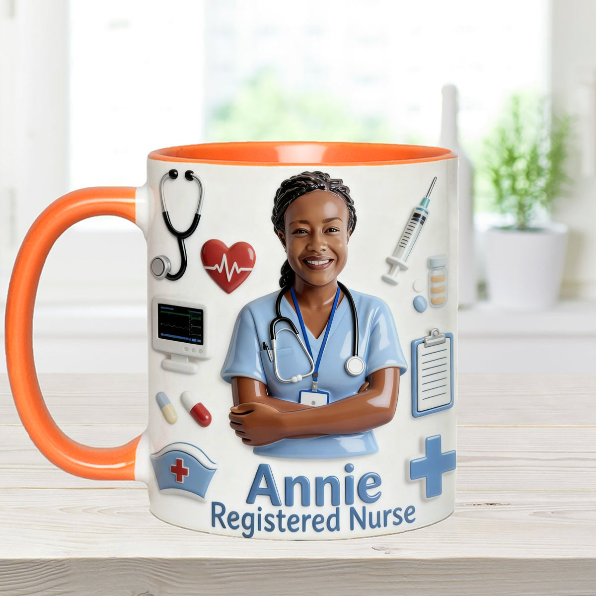 Nurse Life – Personalisiertes Pflege-Set: Akzentbecher mit Acryl-Rührstäbchen