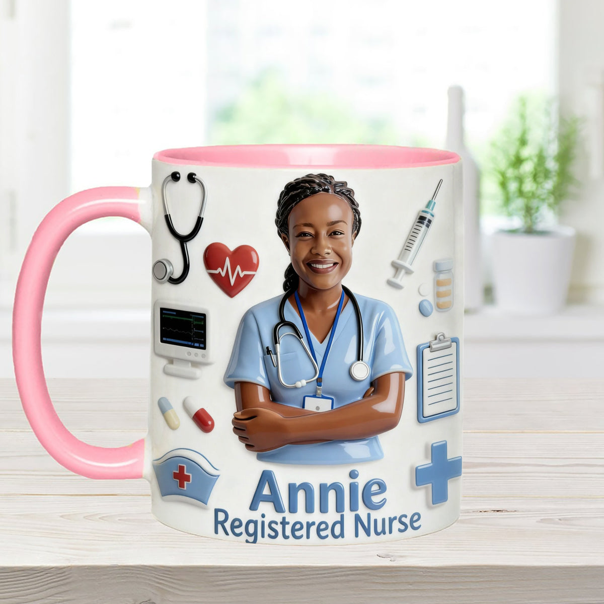 Nurse Life – Personalisiertes Pflege-Set: Akzentbecher mit Acryl-Rührstäbchen