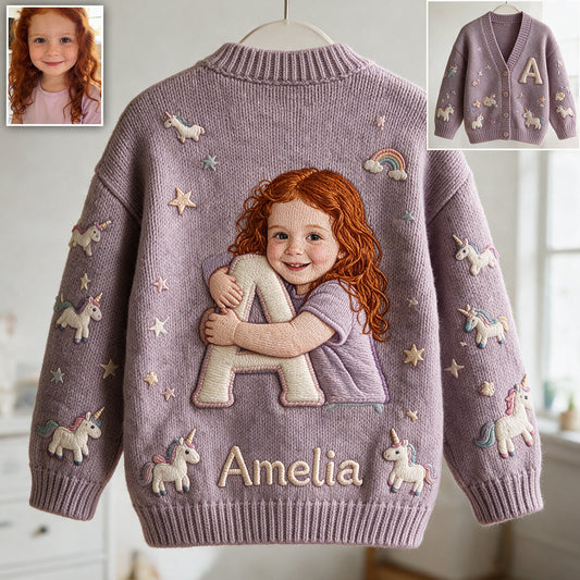 Personalisierter Kinder Cardigan mit Foto-Alphabet