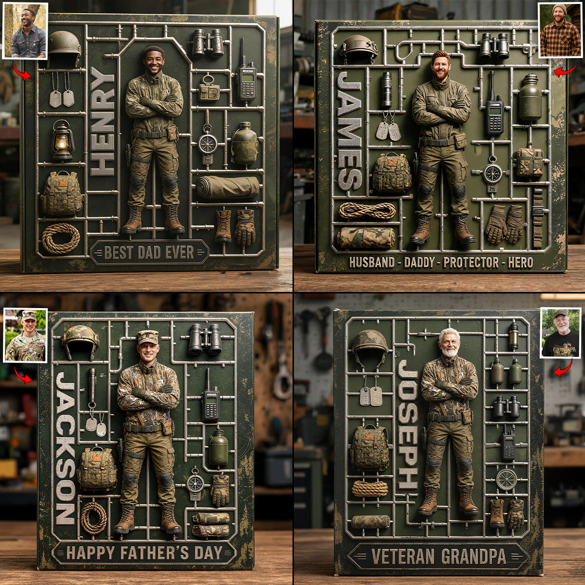 Perfektes Geschenk zum Vatertag - Personalisierte Veteranen-Acrylplakette in Sonderform