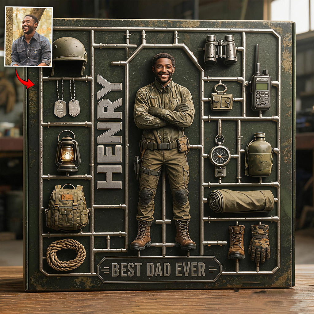 Perfektes Geschenk zum Vatertag - Personalisierte Veteranen-Acrylplakette in Sonderform