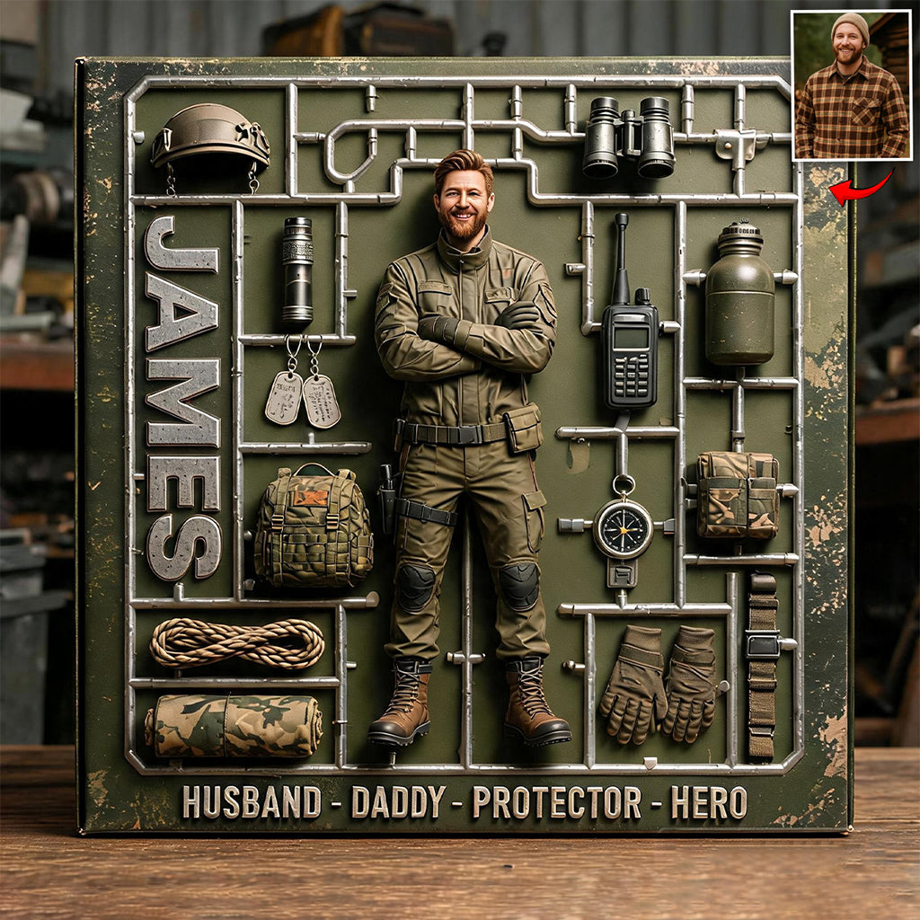 Perfektes Geschenk zum Vatertag - Personalisierte Veteranen-Acrylplakette in Sonderform