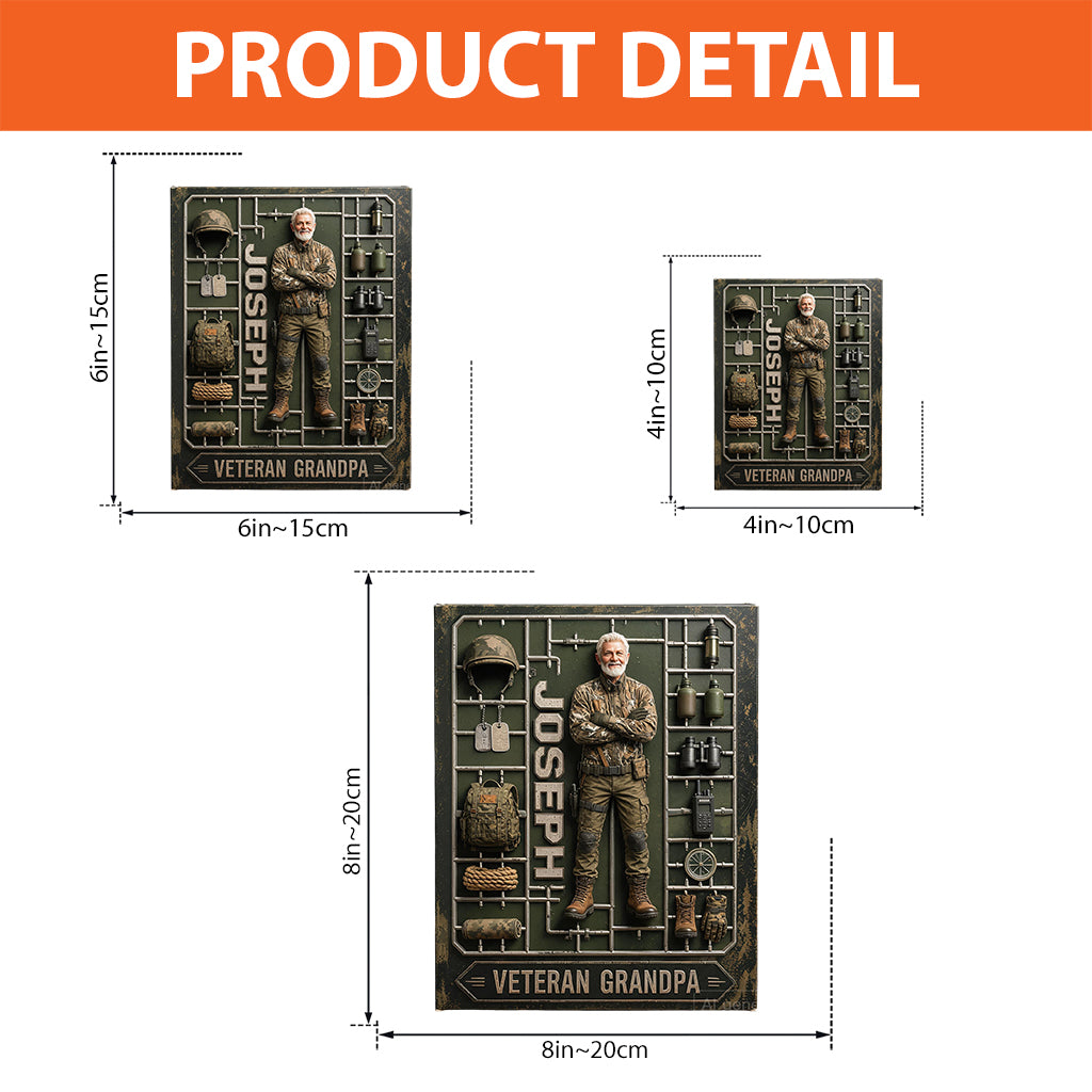 Perfektes Geschenk zum Vatertag - Personalisierte Veteranen-Acrylplakette in Sonderform