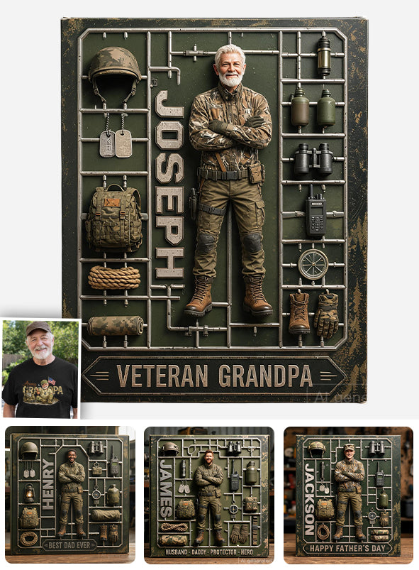 Perfektes Geschenk zum Vatertag - Personalisierte Veteranen-Acrylplakette in Sonderform
