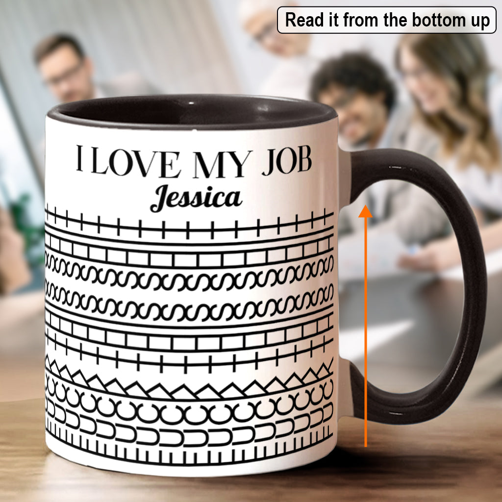 Ich liebe meinen Job – Personalisierte Tasse mit Kollegenakzent