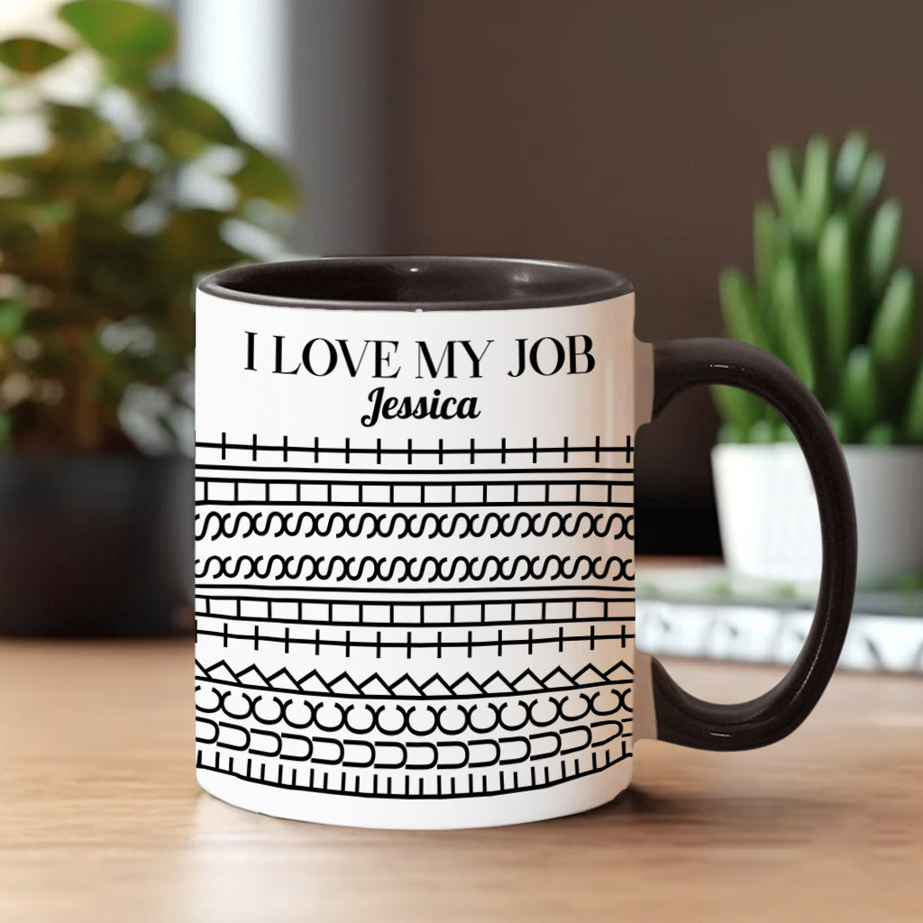 Ich liebe meinen Job – Personalisierte Tasse mit Kollegenakzent