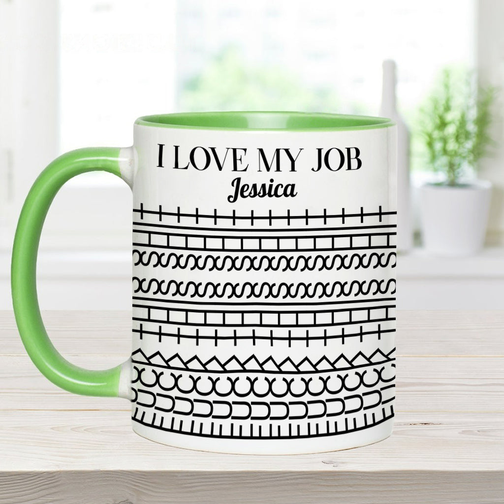 Ich liebe meinen Job – Personalisierte Tasse mit Kollegenakzent