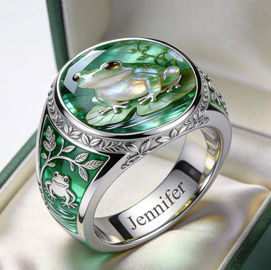 Just A Girl Who Loves Frog - Personalized Frog Signet Ring