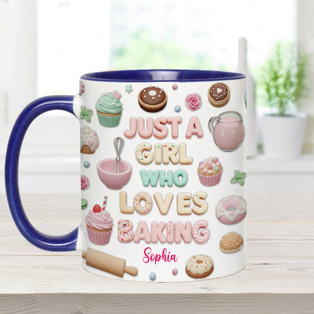 Just A Girl Who Loves Baking - Personalized Baking Accent Mug