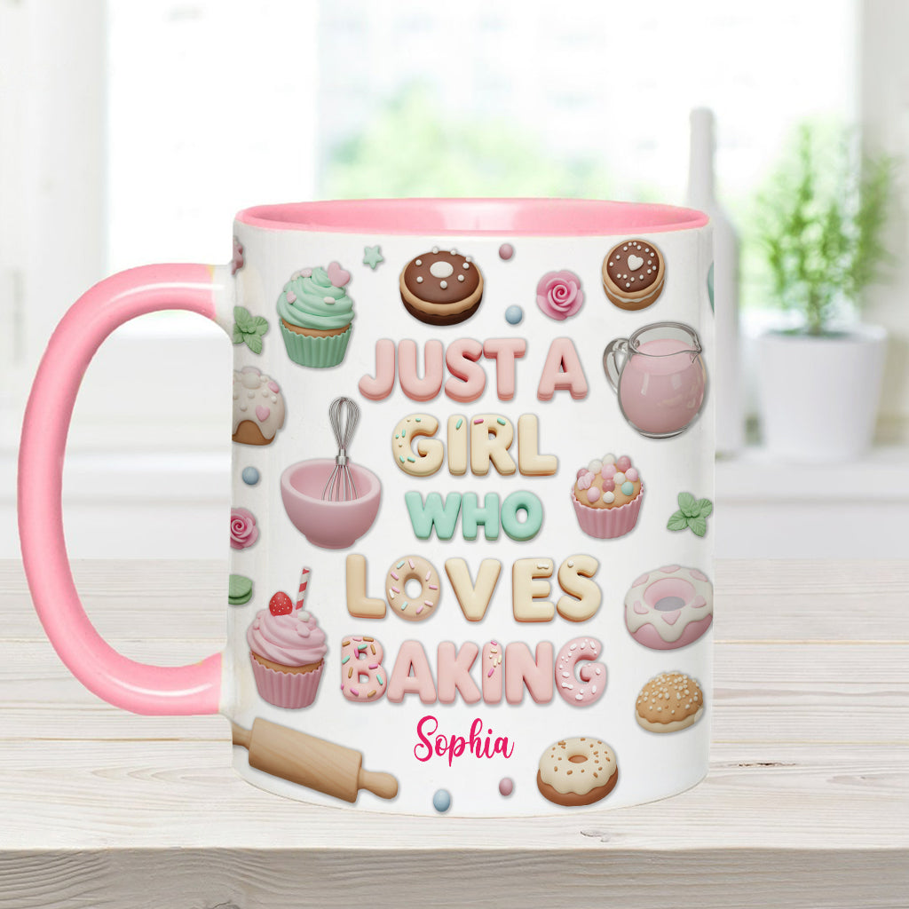 Just A Girl Who Loves Baking - Personalized Baking Accent Mug