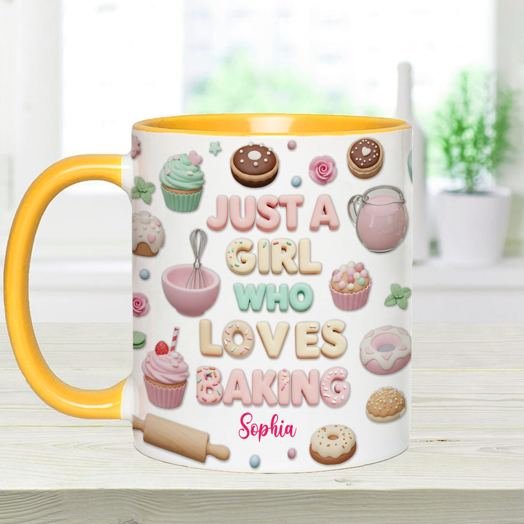 Just A Girl Who Loves Baking - Personalized Baking Accent Mug