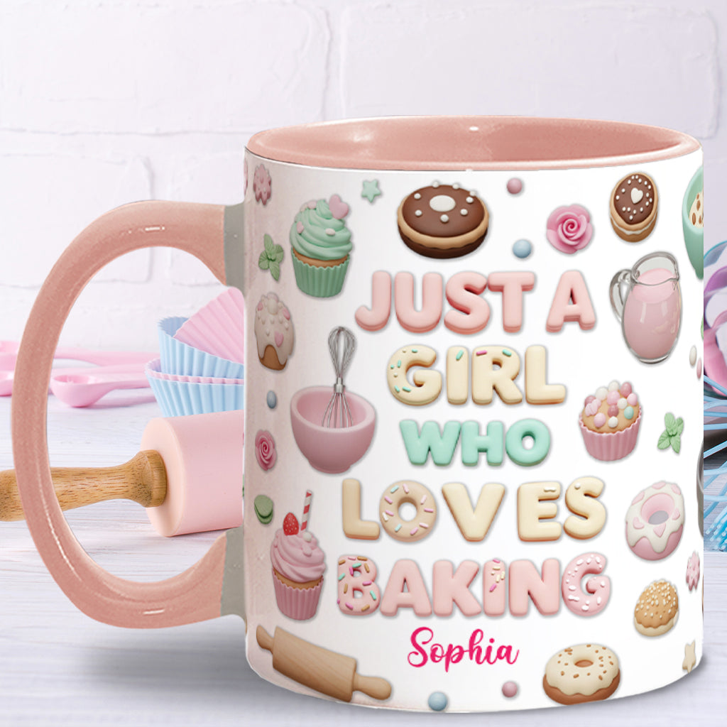 Just A Girl Who Loves Baking - Personalized Baking Accent Mug