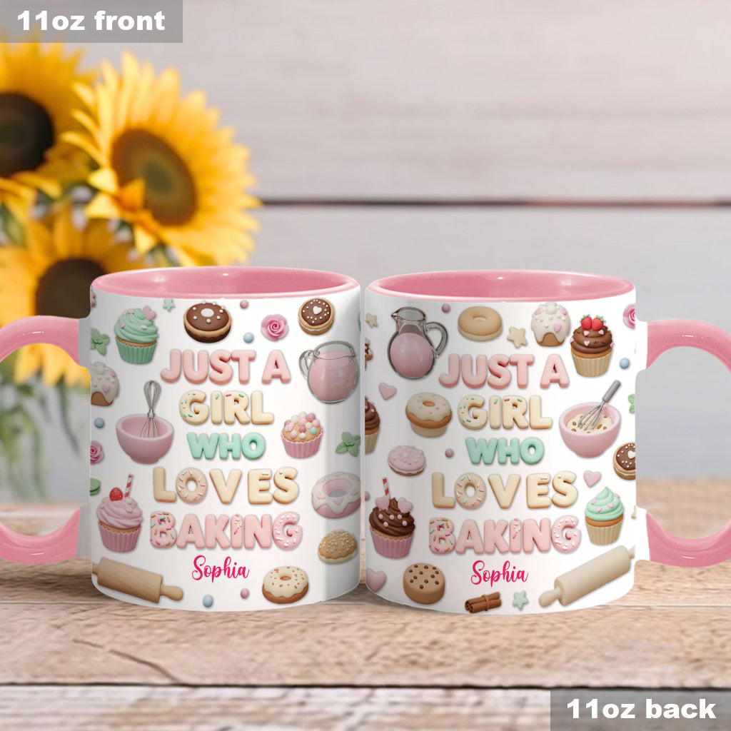 Just A Girl Who Loves Baking - Personalized Baking Accent Mug