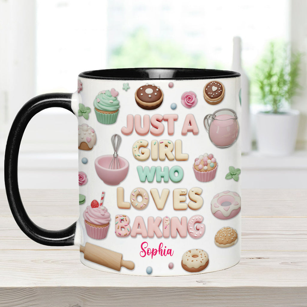 Just A Girl Who Loves Baking - Personalized Baking Accent Mug