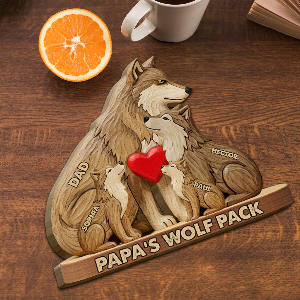 Papa Wolf Pack – Personalisiertes Holzpuzzle in Vaterform