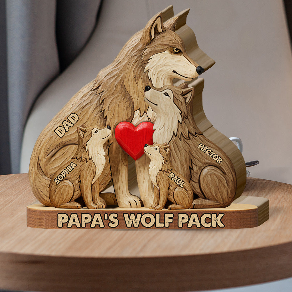 Papa Wolf Pack – Personalisiertes Holzpuzzle in Vaterform