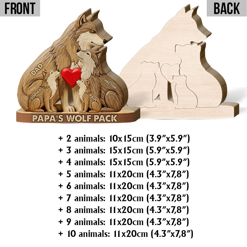 Papa Wolf Pack – Personalisiertes Holzpuzzle in Vaterform