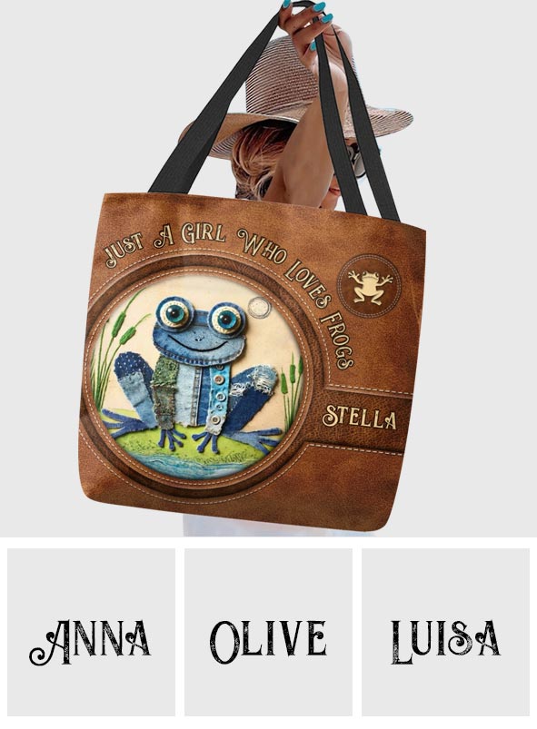 Denim Patchwork Frog - Personalized Frog Tote Bag