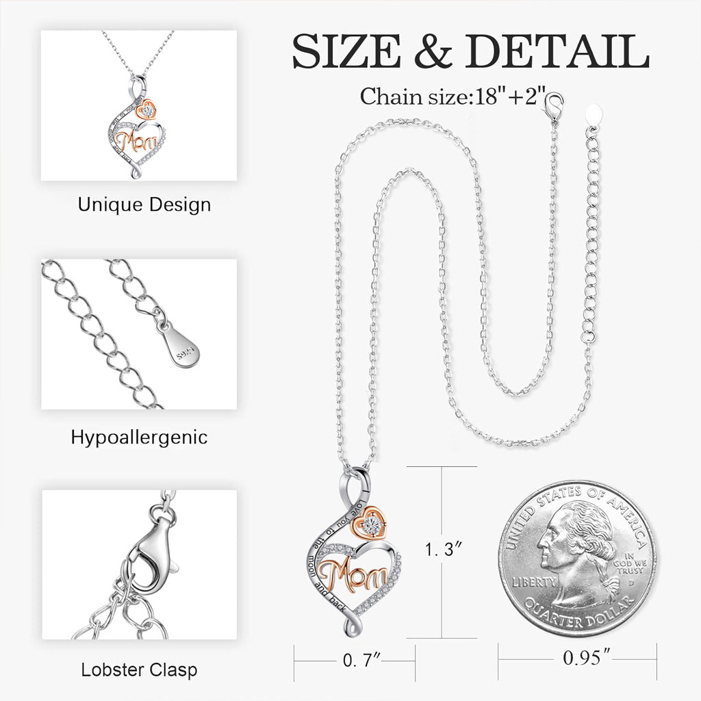 Ich liebe dich bis zum Mond und zurück Herz-Mama-Halskette