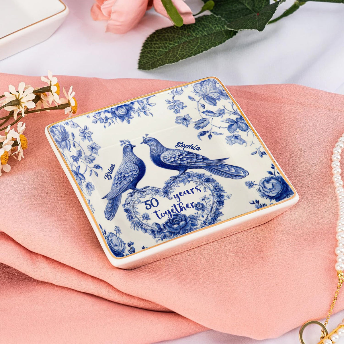 Jubiläumspaar – 50 Jahre zusammen – Personalisierte Schmuckschale mit Volldruck