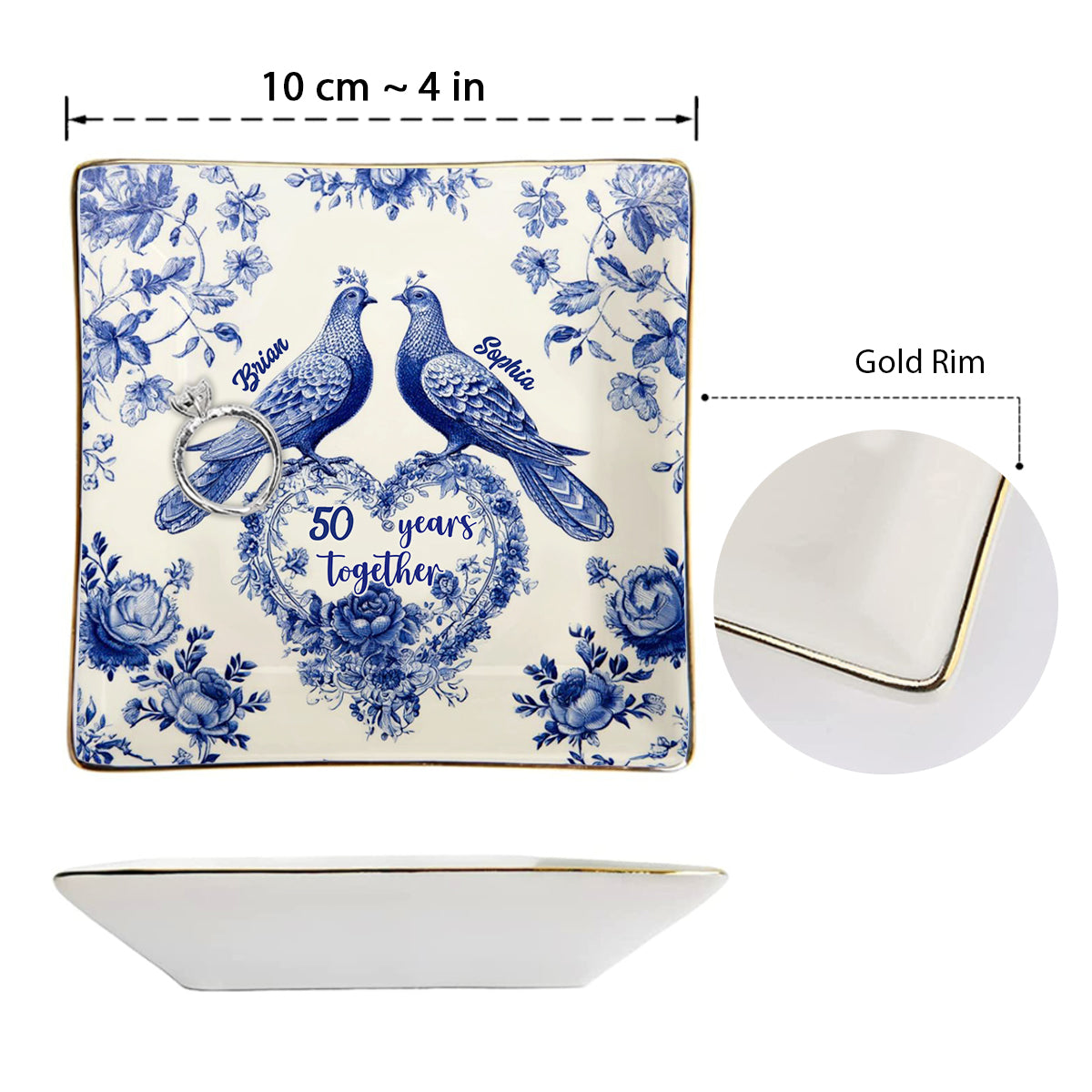 Jubiläumspaar – 50 Jahre zusammen – Personalisierte Schmuckschale mit Volldruck