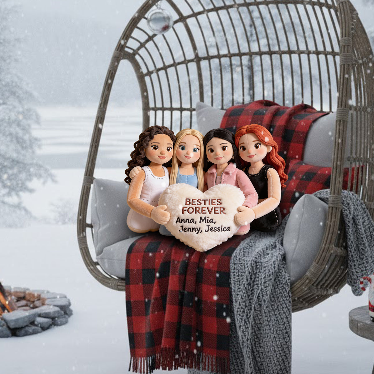 Für immer beste Freundinnen – Personalisiertes Kissen in Form eines besten Freundes aus Kunstfell