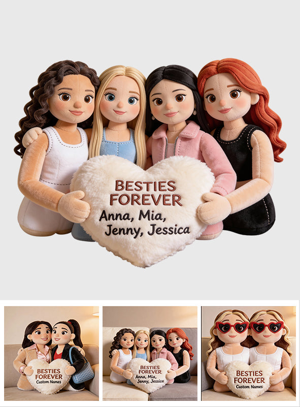Für immer beste Freundinnen – Personalisiertes Kissen in Form eines besten Freundes aus Kunstfell