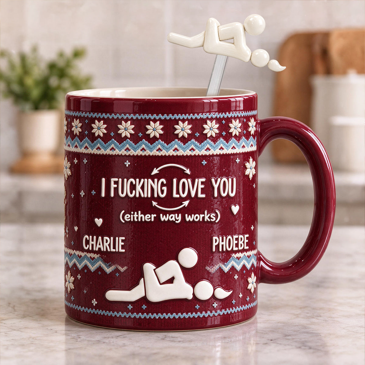I F Love You Either Way Works - Personalized Spicy Couple Set Accent Mug with Acrylic Stirrers