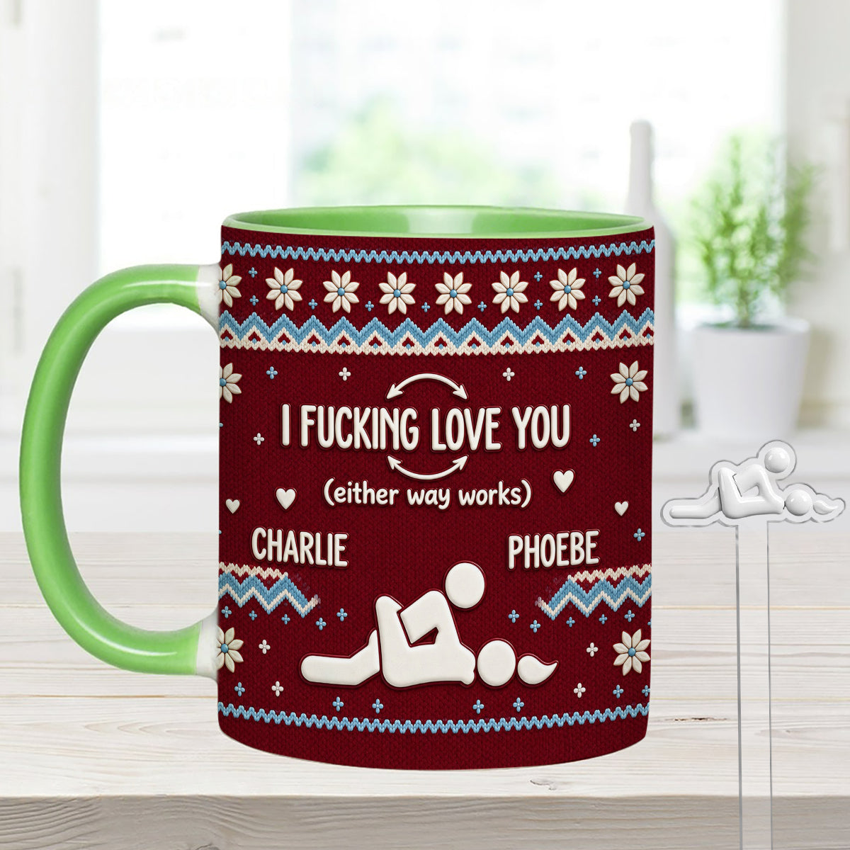 I F Love You Either Way Works - Personalized Spicy Couple Set Accent Mug with Acrylic Stirrers