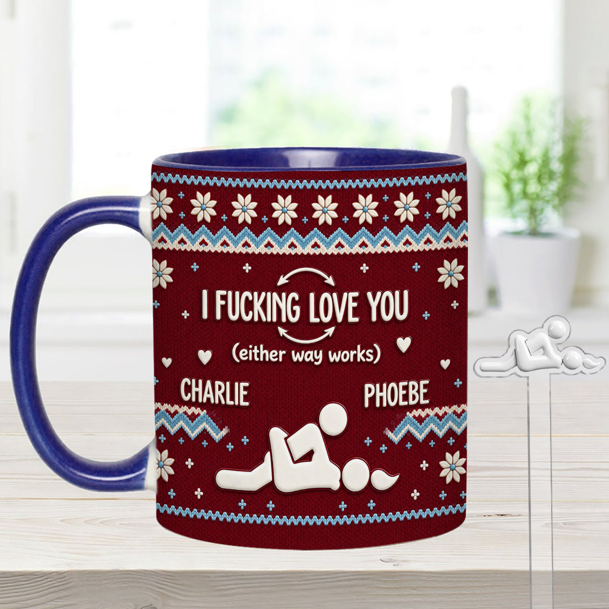 I F Love You Either Way Works - Personalized Spicy Couple Set Accent Mug with Acrylic Stirrers